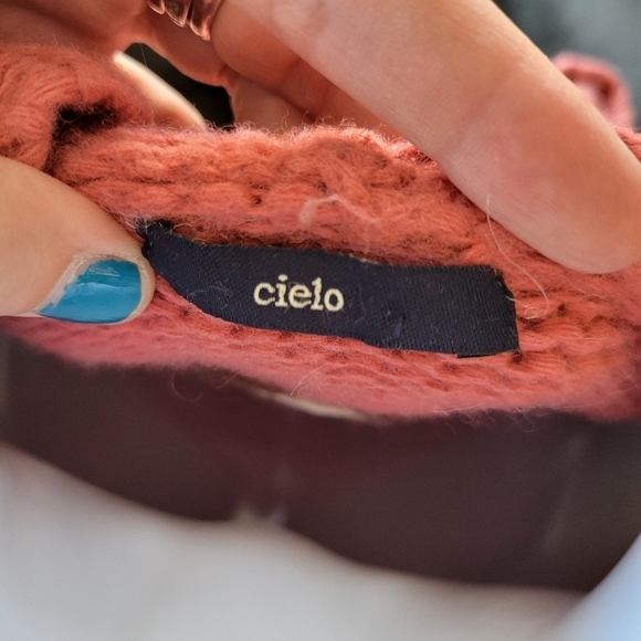 Cielo Pink Hoodie Sweater Fair Isle Chunky Knit Hooded Wood Buttons Pullover Sm - Picture 5 of 6